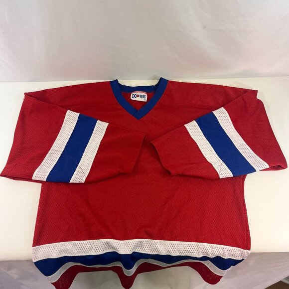 Kobe Ica Ball Hockey Practice Jersey Adult Red Blue & White 31" Length Used - Picture 6 of 8